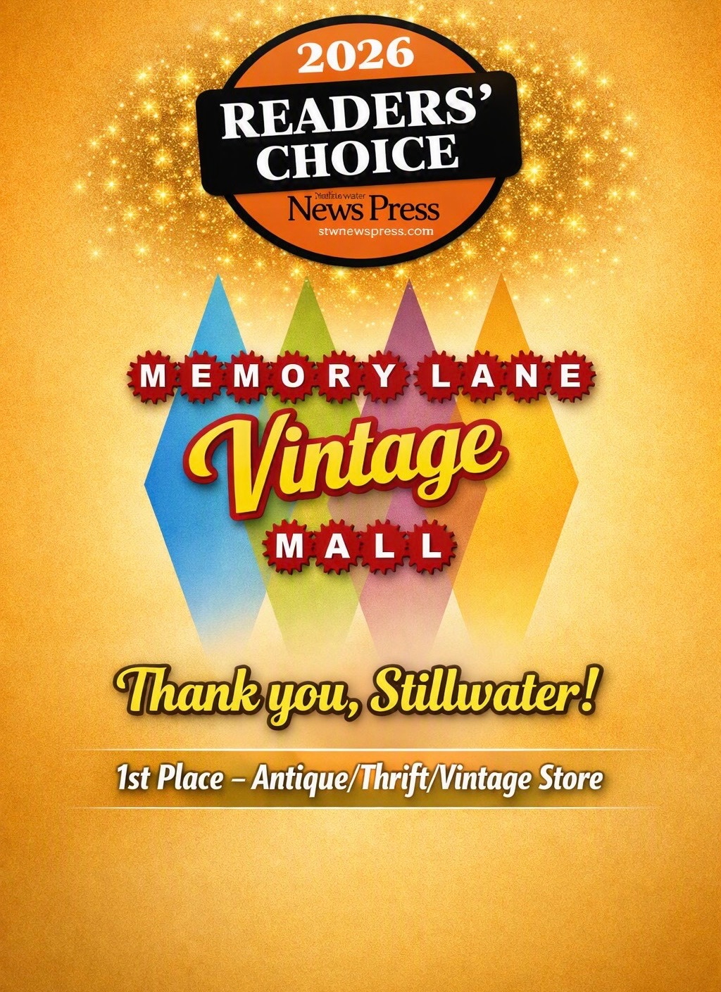 2026 Stillwater News Press Readers' Choice Award — 1st Place, Antique/Thrift/Vintage Store